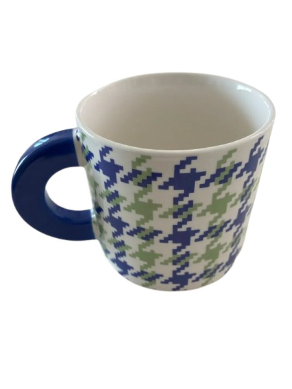 Room Essentials Blue & Green Pixel Houndstooth Ceramic Mug